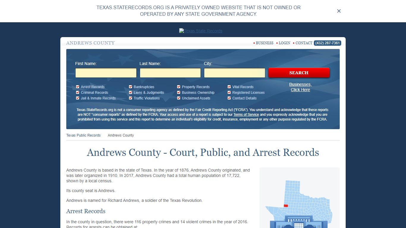 Andrews County - Court, Public, and Arrest Records