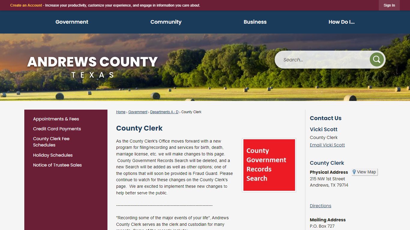 County Clerk | Andrews County, TX